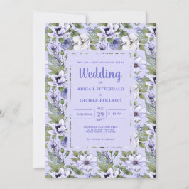 Romantic Periwinkle Floral Lavender Wedding Kaart