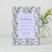 Romantic Periwinkle Floral Lavender Wedding Kaart (Staand voorkant)