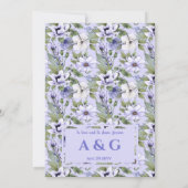 Romantic Periwinkle Floral Lavender Wedding Kaart (Achterkant)
