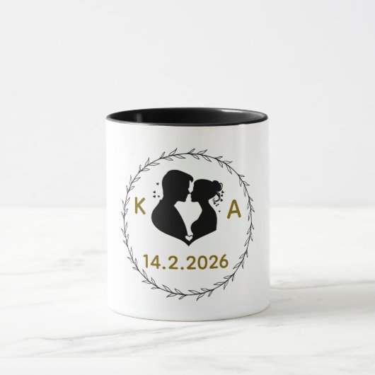 Romantic Personalized Couple Mug with Initials & W Mok (Midden)