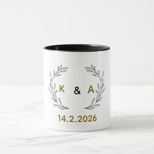 Romantic Personalized Couple Mug with Tree Branch, Mok (Midden)