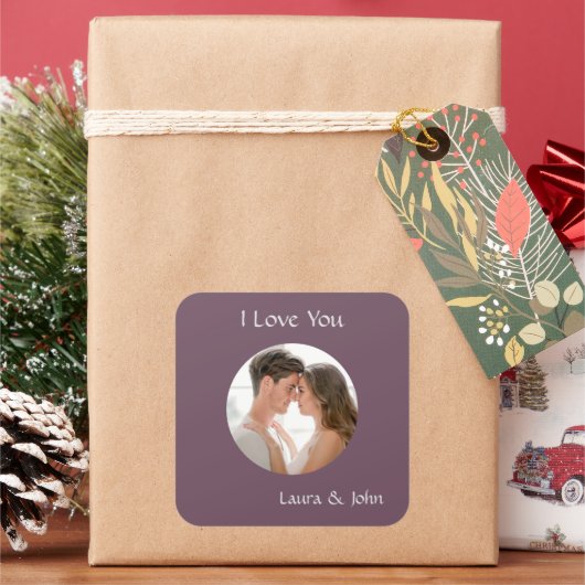 Romantic Personalized Couple Photo & Names Sticker (Feestdagen)