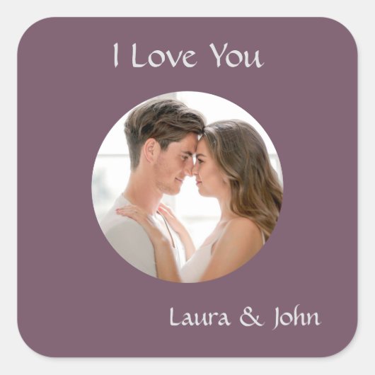 Romantic Personalized Couple Photo & Names Sticker (Voorkant)