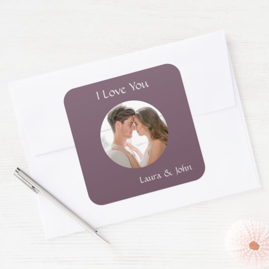Romantic Personalized Couple Photo & Names Sticker (Envelop)
