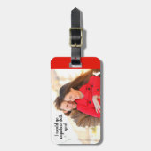 Romantic Persoonlijke foto Zwart Rood reizen Bagagelabel (Voorkant verticaal)