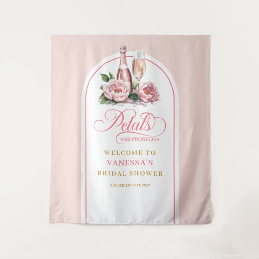 Romantic petals and prosecco bridal event banner wandkleed (Voorkant)