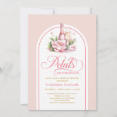 Romantic petals and prosecco bridal shower invite kaart (Voorkant)