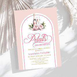 Romantic petals and prosecco invite editable  kaart