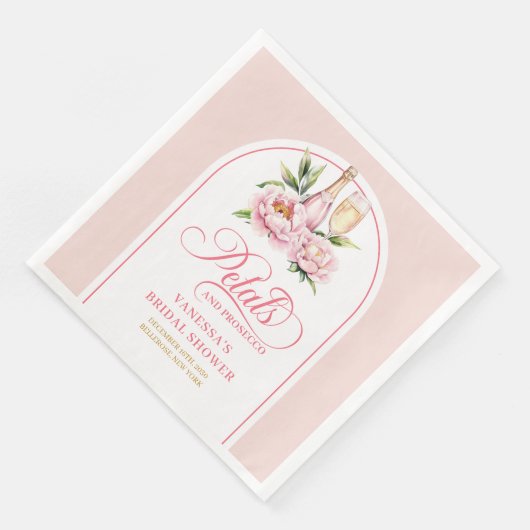 Romantic Petals and Prosecco Shower Napkins Set Servet (Hoek)