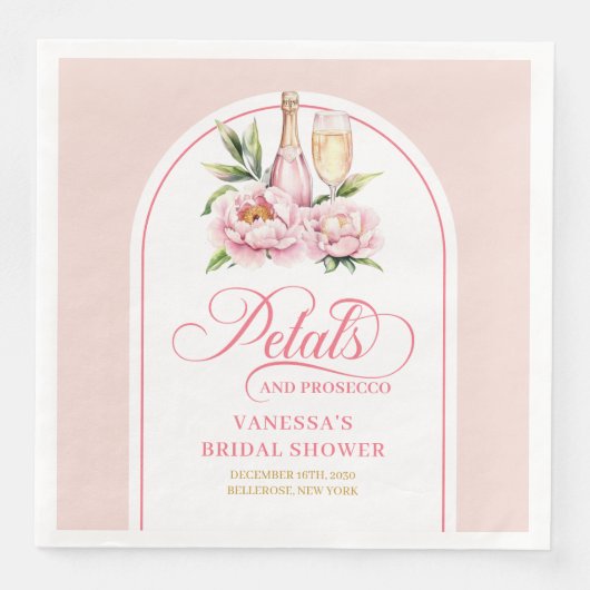 Romantic Petals and Prosecco Shower Napkins Set Servet (Voorkant)