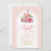 Romantic petals and prosecco watercolor shower kaart (Voorkant)