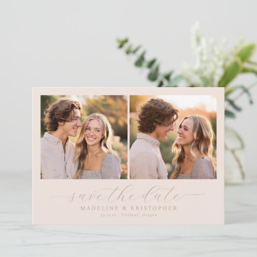 Romantic Photo Save The Date (Staand voorkant)