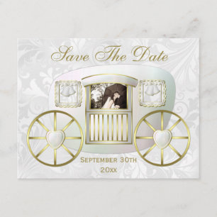 Romantic Photo Wedding Carriage Save the Date Kaart