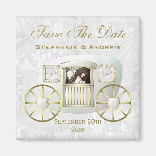 Romantic Photo Wedding Carriage Save the Date Magneet (Voorkant)