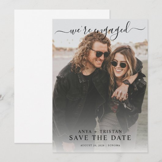 Romantic Photo Wedding Save The Date  Kaart (Voorkant / Achterkant)