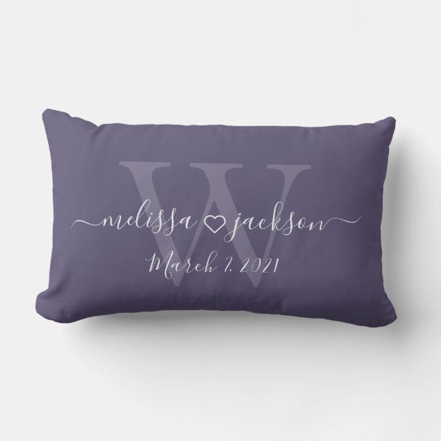 Romantic Pillow met Namen, Initiaal, en Datum Kussen (Voorkant)