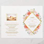 Romantic Pink and Coral Rozen Wedding Programs (Voorkant)