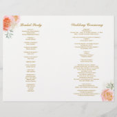 Romantic Pink and Coral Rozen Wedding Programs (Achterkant)
