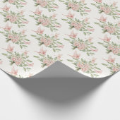 Romantic pink and green bird and flowers cadeaupapier (Hoek)