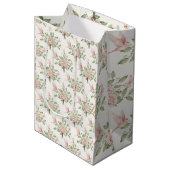 Romantic pink and green bird and flowers medium cadeauzakje (Voorkant Gekanteld)