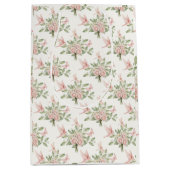 Romantic pink and green bird and flowers medium cadeauzakje (Voorkant)