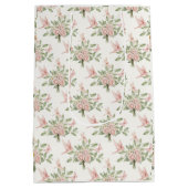 Romantic pink and green bird and flowers medium cadeauzakje (Achterkant)