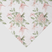 Romantic pink and green bird and flowers tissuepapier (Detail)