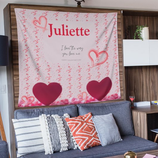 Romantic Pink and Red Heart Valentine's Tapestry Wandkleed