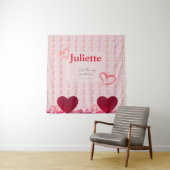 Romantic Pink and Red Heart Valentine's Tapestry Wandkleed (In situ)