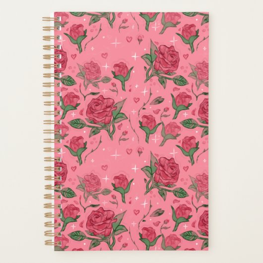 Romantic Pink and Red Roses Planner (Voorkant)