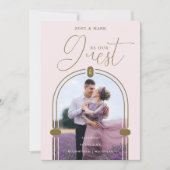 Romantic Pink Arch Photo & Initials QR Code Save The Date (Voorkant)