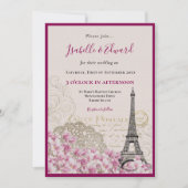 Romantic Pink Blossom Paris Eiffeltoren Weddenscha Kaart (Voorkant)