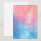 Romantic Pink Blue Watercolor Kaart (Voorkant / Achterkant)