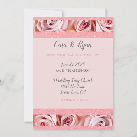 Romantic Pink Blush Floral Elegant Wedding Kaart (Voorkant)