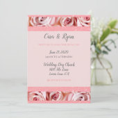 Romantic Pink Blush Floral Elegant Wedding Kaart (Staand voorkant)