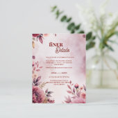 Romantic Pink Blush Floral Wedding Finer Details Informatiekaartje (Staand voorkant)