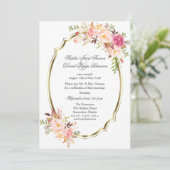 Romantic Pink Blush Flowers Weddenschap Kaart (Staand voorkant)