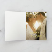 Romantic Pink Blush Gold Floral Wedding Photo Bedankkaart (Binnen)