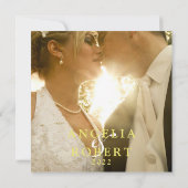 Romantic Pink Blush Gold Floral Weduwfoto Bedankkaart (Achterkant)