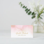 Romantic Pink Bokeh Gold Script Beauty Salon Visitekaartje (Staand voorkant)