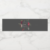 Romantic Pink Bridal Bouquet Charcoal Personalized Waterfles Etiket (Enkel label)