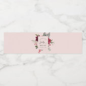 Romantic Pink Bridal Bouquet Personalized Waterfles Etiket (Enkel label)