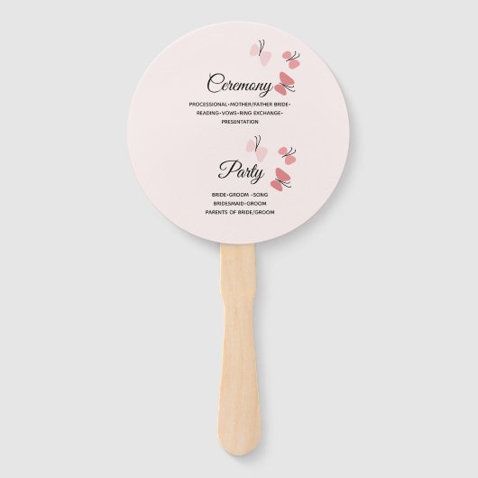 Romantic Pink Butterflies Garden Wedding Ceremony Handwaaier (Achterkant)