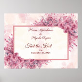 Romantic Pink Cherry Blossom Tied the knot Poster (Voorkant)
