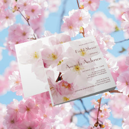 Romantic Pink Cherry Blossoms Bridal Shower Kaart