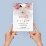 Romantic Pink Cherry Blossoms Bridal Shower Kaart<br><div class="desc">Een mooie bruiddoucheuitnodiging met een originele foto van roze kersbloesems spreekt boekdelen van romantische eenvoudige elegantie en zegeningen voor een nieuw begin. Alle standaardtekst kan volledig met uw eigen formuleringen worden aangepast, en u kunt de doopvonten, de grootte, de tekstplaatsing & de kleuren van de tekst ook veranderen. Om de...</div>