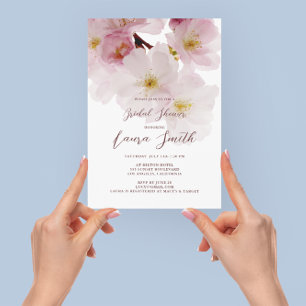 Romantic Pink Cherry Blossoms Bridal Shower Kaart