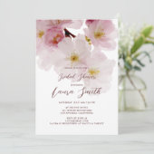 Romantic Pink Cherry Blossoms Bridal Shower Kaart (Staand voorkant)