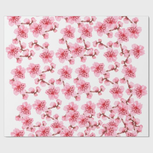 Romantic pink Cherry blosson Cadeaupapier (Vlak)