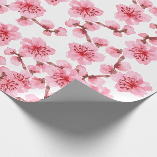 Romantic pink Cherry blosson Cadeaupapier (Hoek)